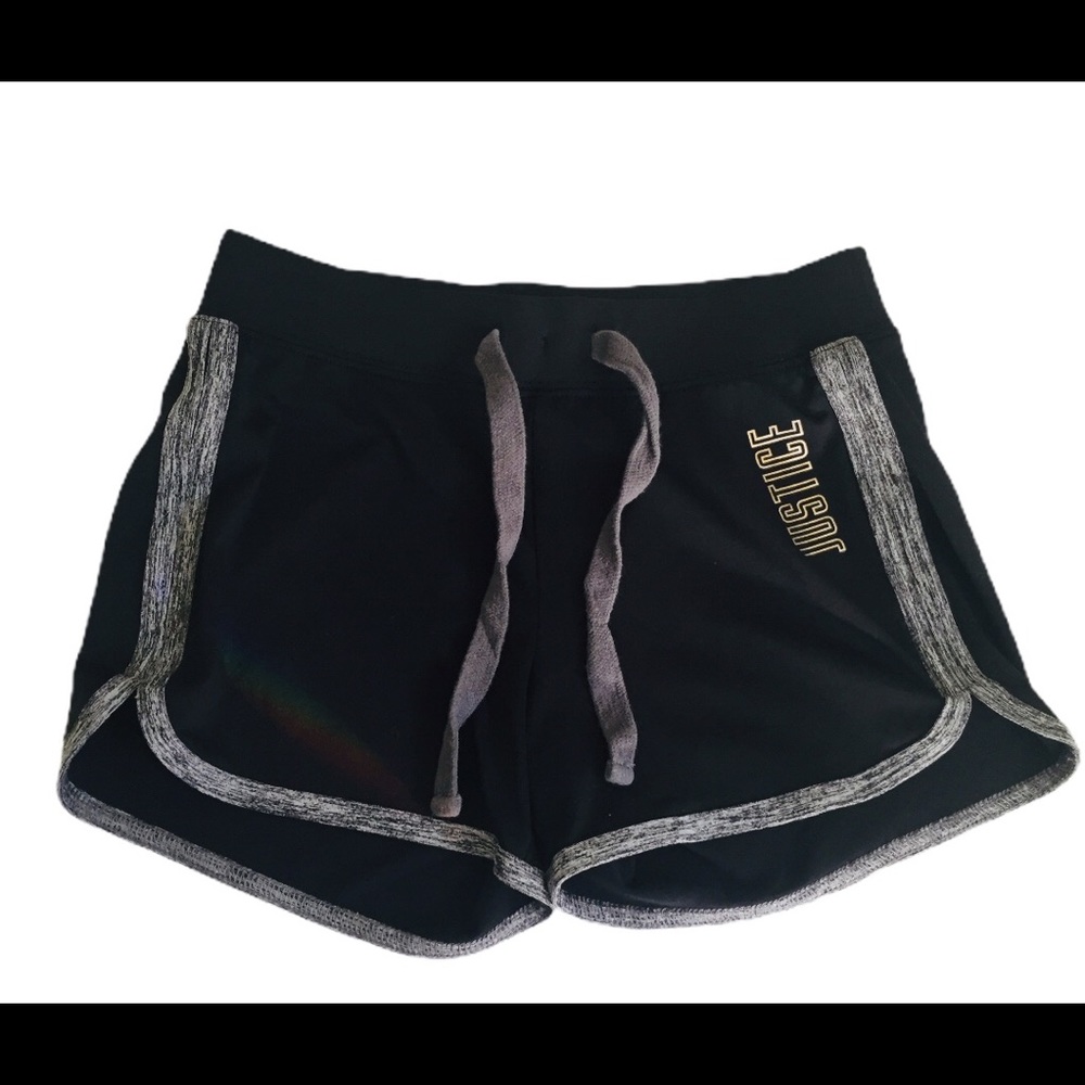 JUSTICE Girls Black Grey Colorblock Dolphin Athletic Shorts Size 6-7 - Picture 5 of 8
